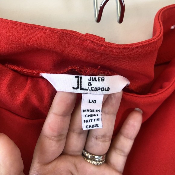 Jules & Leopold Red Trousers Cropped Stretch Pull On Casual Pants Size Large - Picture 7 of 10